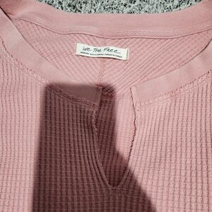 We The Free Pink Waffle Knit Top